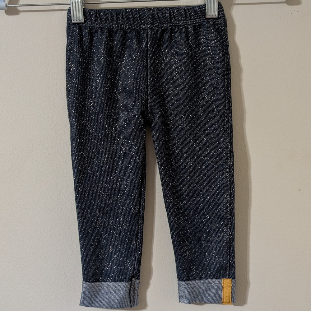 Baby Girl Denim Leggings 18 Months Blue Pull Up Elastic Waist